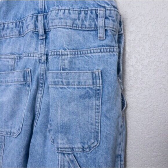 DL1961 Emilie Denim Overall S Lt Seaglass Vintage Cargo Cropped Tapered - Picture 13 of 16